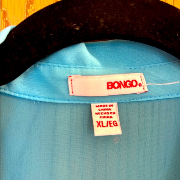 BONGO Aqua Blue Hi Low Button Down Sheer Sleeveless Blouse. Sz XL - Picture 3 of 6